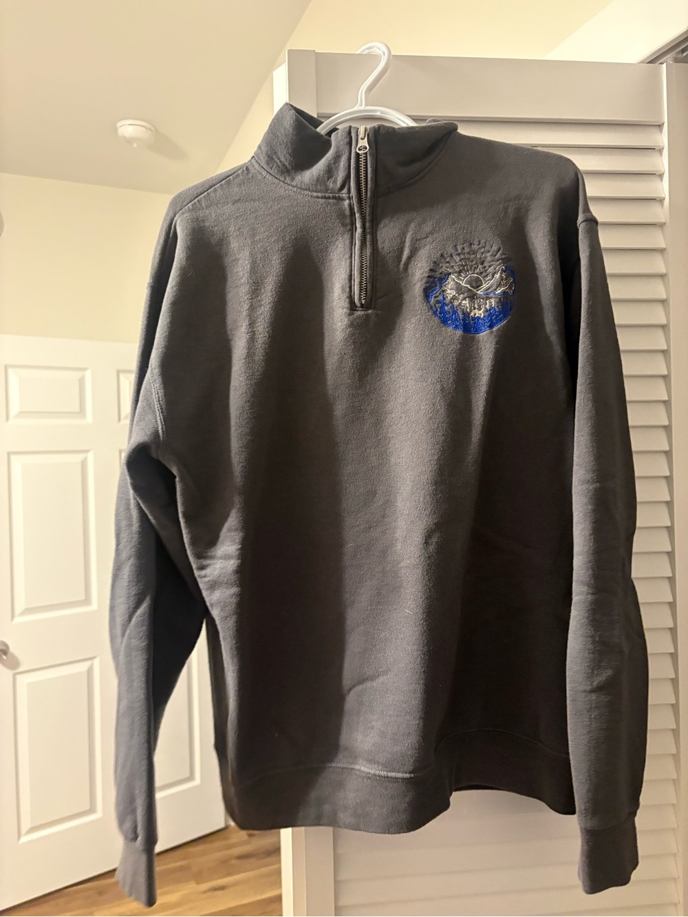 Jerzees Charcoal Quarter-Zip Pullover with Blue Accent